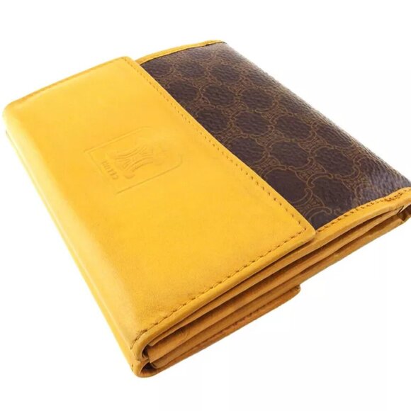 Celine W Wallet Macadam Beige PVC x Leather Authentic USED - Picture 3 of 10